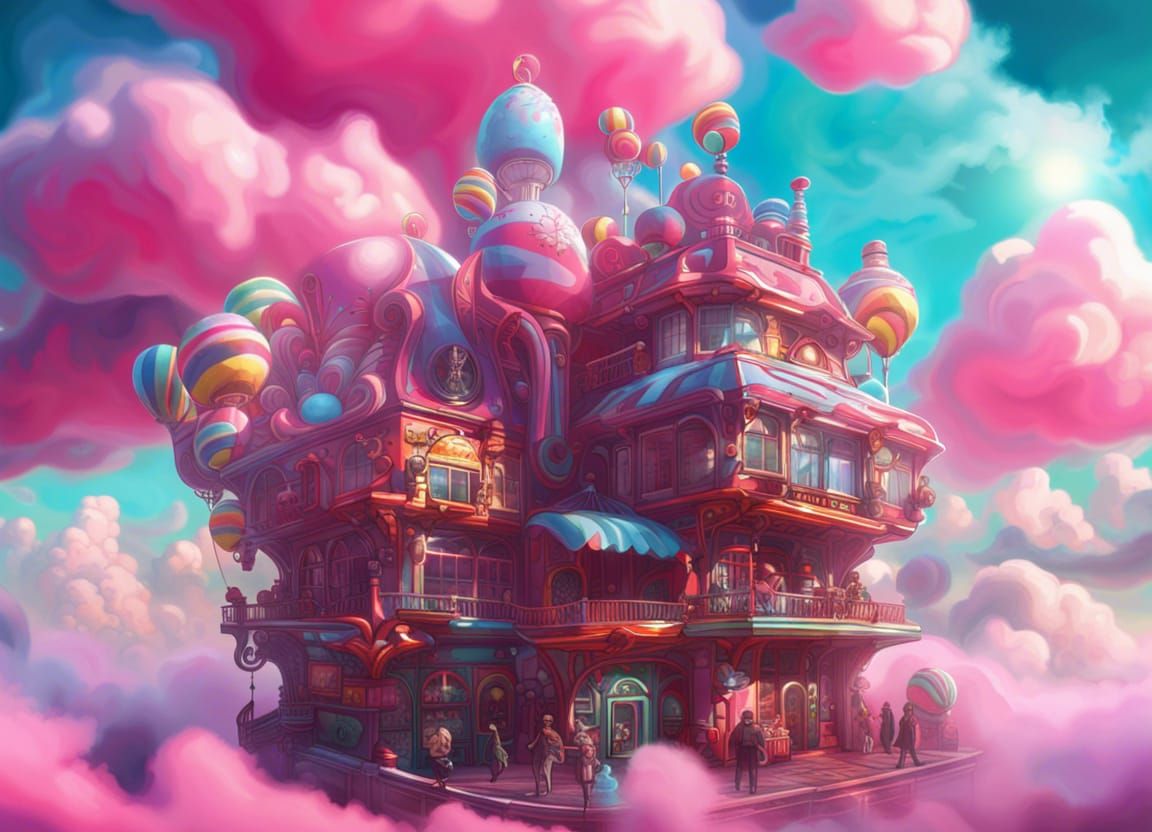 Candy Shop in the Clouds: Dieselpunk Digital Art