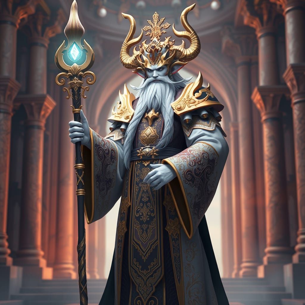 Majestic Priest in Ornate Robes: Anime-Inspired Fantasy Art
