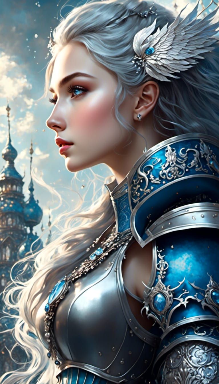 Warrior in Blue Armor at Wonderland Tea Party