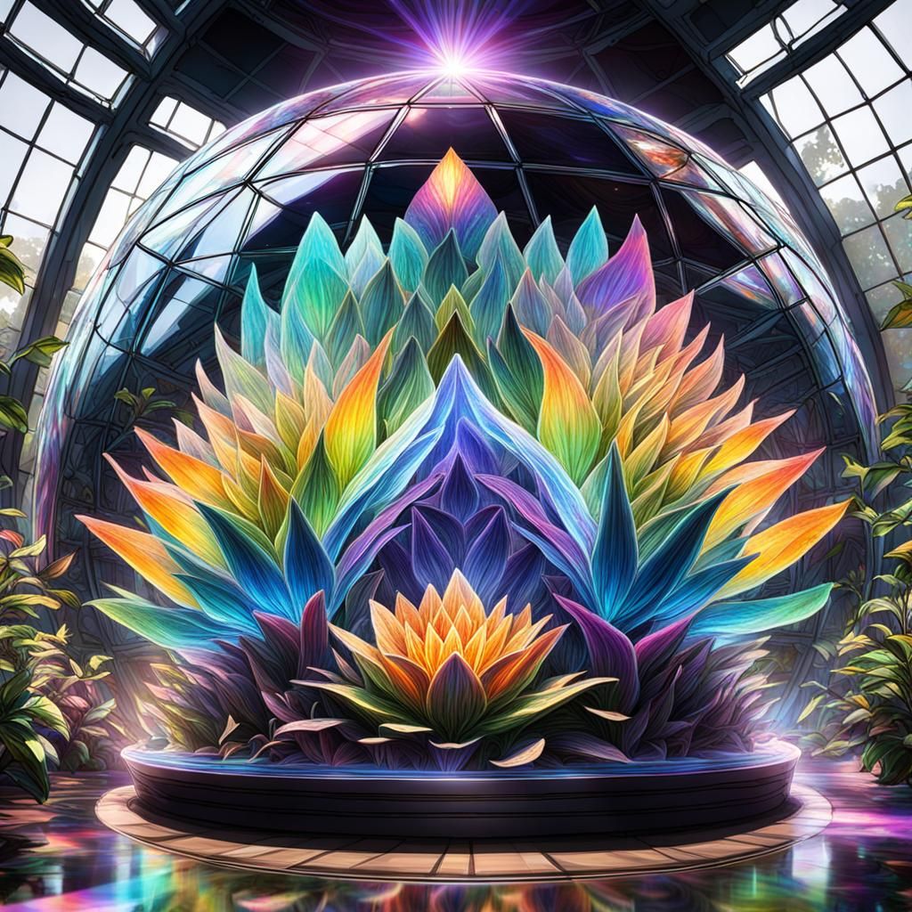 Holographic Alien Flora in Glass Biodome
