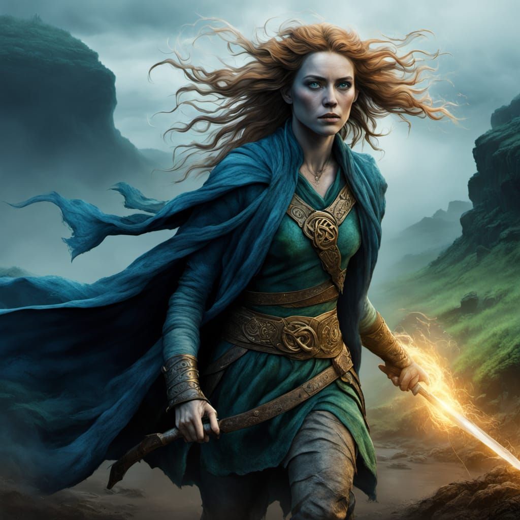 Fierce Celtic Warrior in Battle: Digital Art