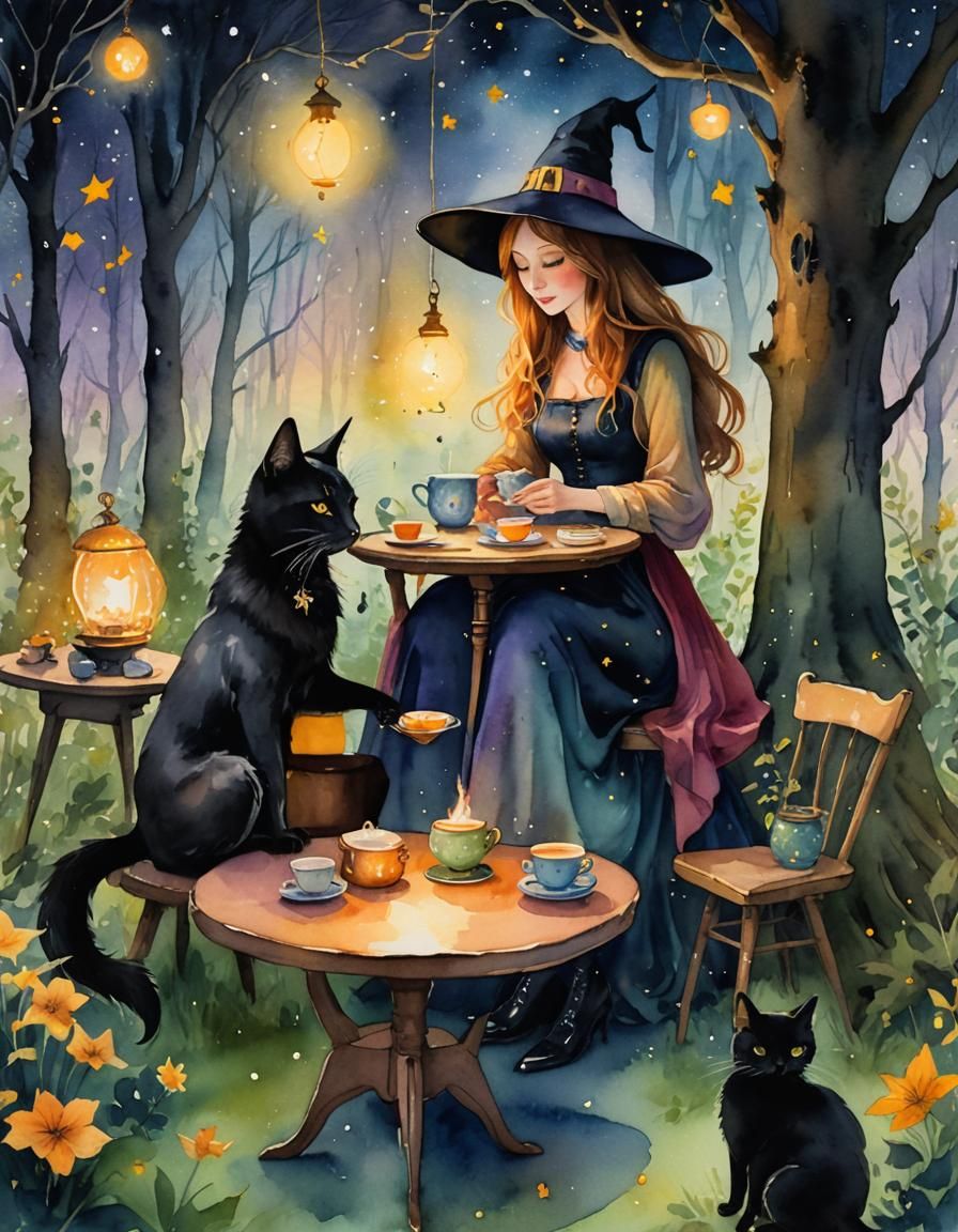 Enchanted Tea Party: Whimsical Watercolor Illustration