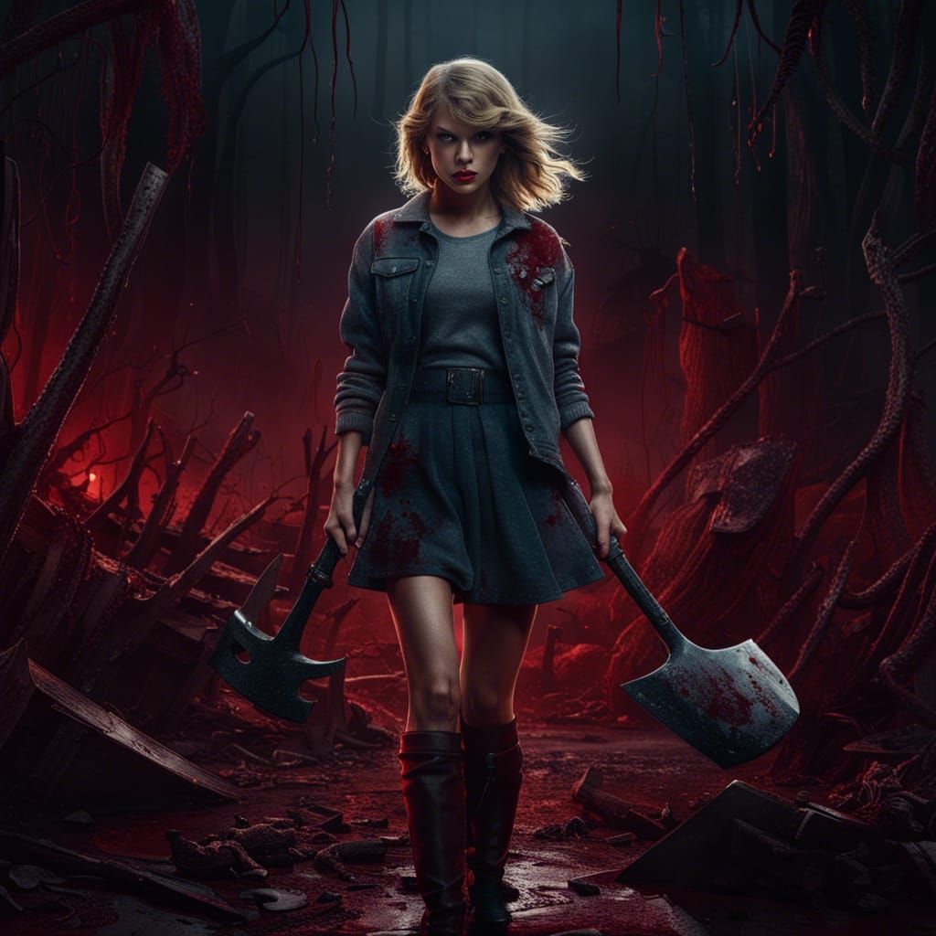Taylor Swift as Horror Movie Character in 8K