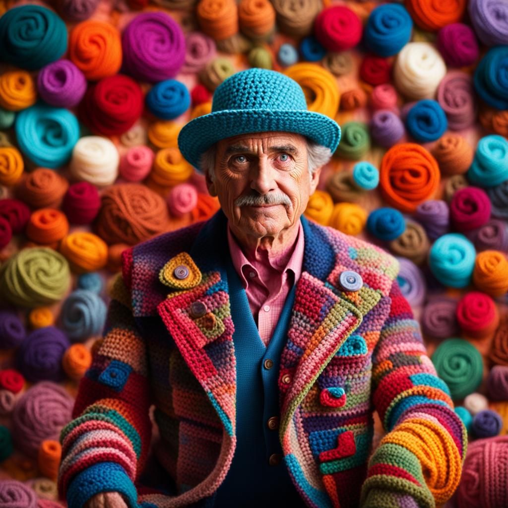 The Seventh Doctor in Colorful Crochet Art