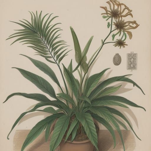 A 19th century botanical sketch of a century plant that turn...