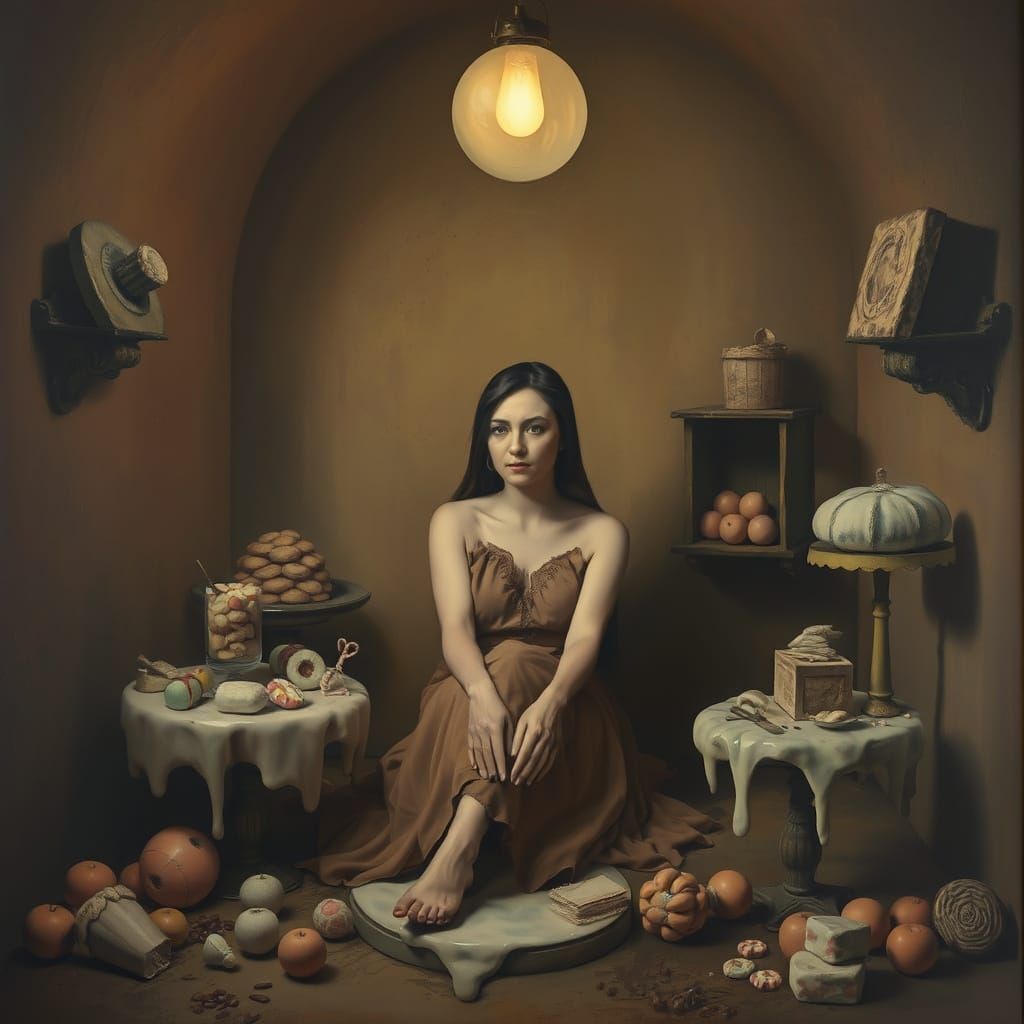 Surreal Candyhouse Dreamscape in Oil Paint Style