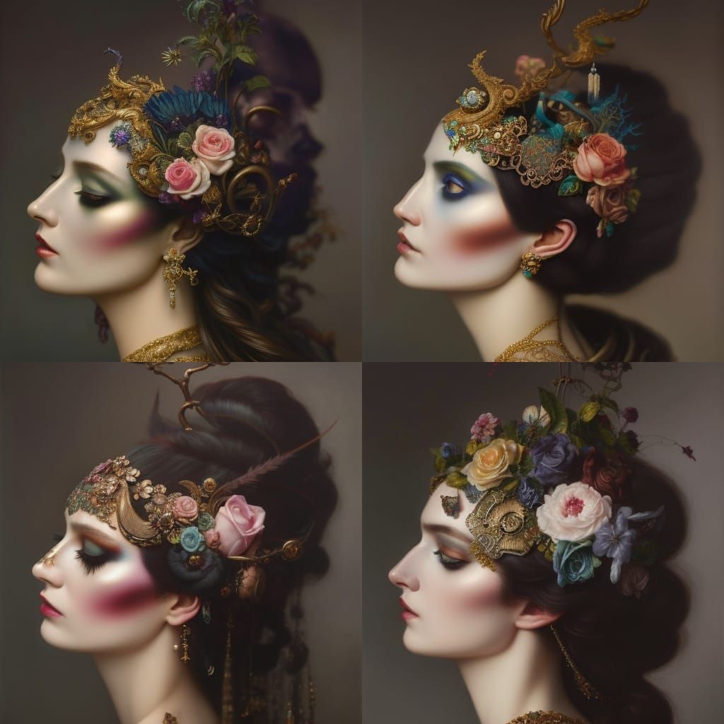 Ornate Skull with Raven in Dark Fantasy Style