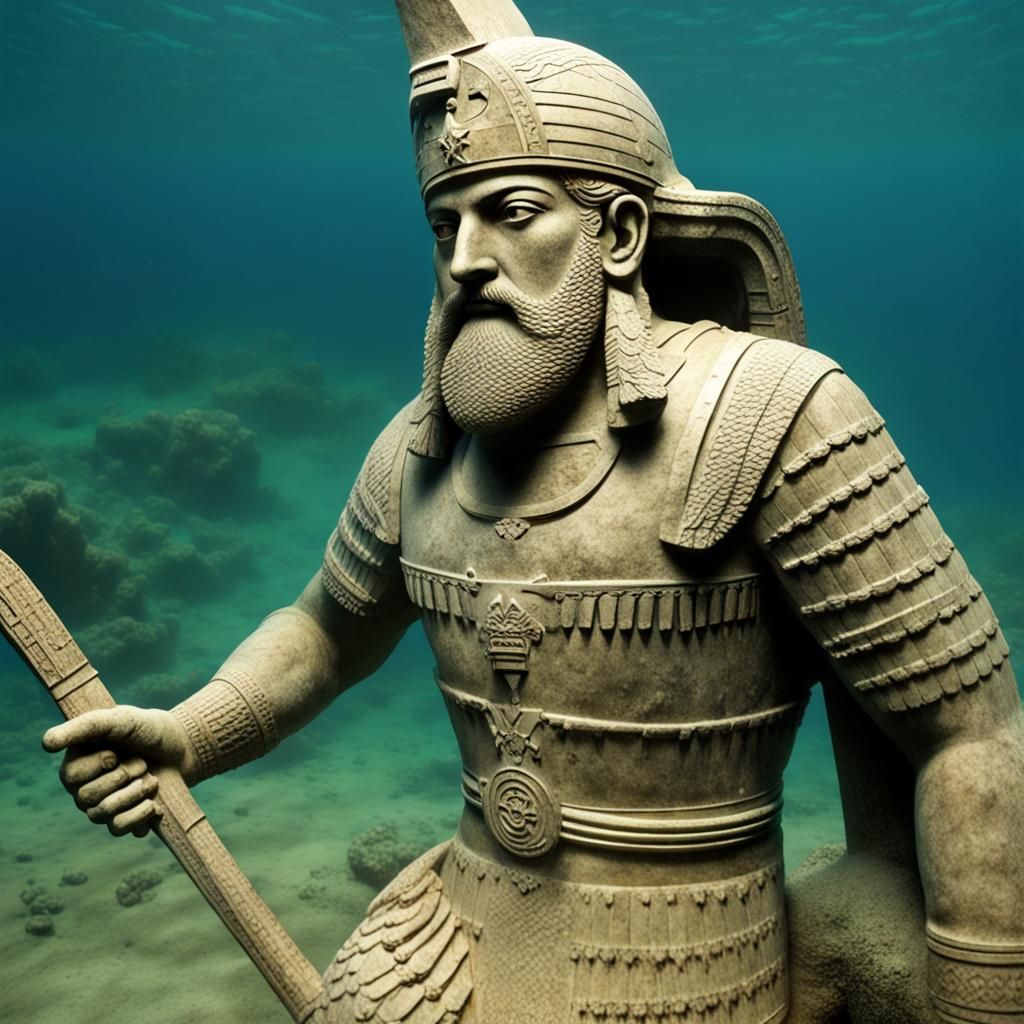Sumerian Soldier Statue Undersea