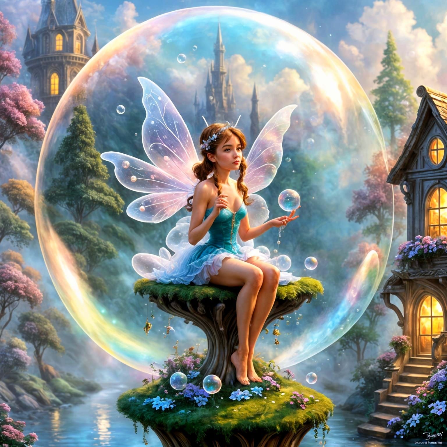 Ethereal Fairy on a Soap Bubble