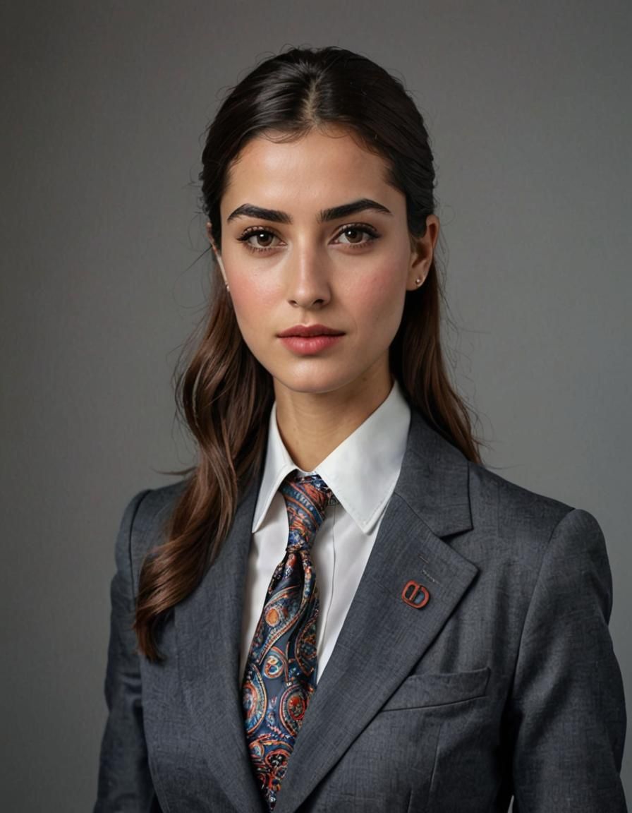Elegant Turkish Woman in Preppy Business Attire