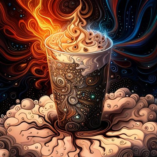 Exploded Cyberpunk Coffee: A Digital Illustration