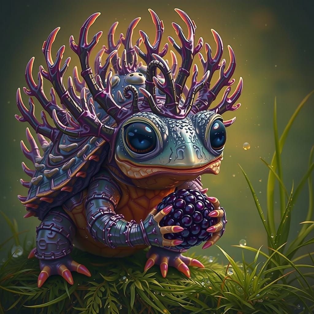 Adorable Frog-Tortoise Creature in Magical Forest