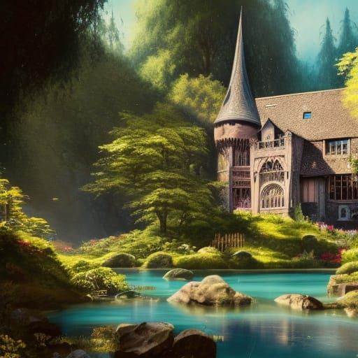 Gothic Victorian Castle by Turquoise River