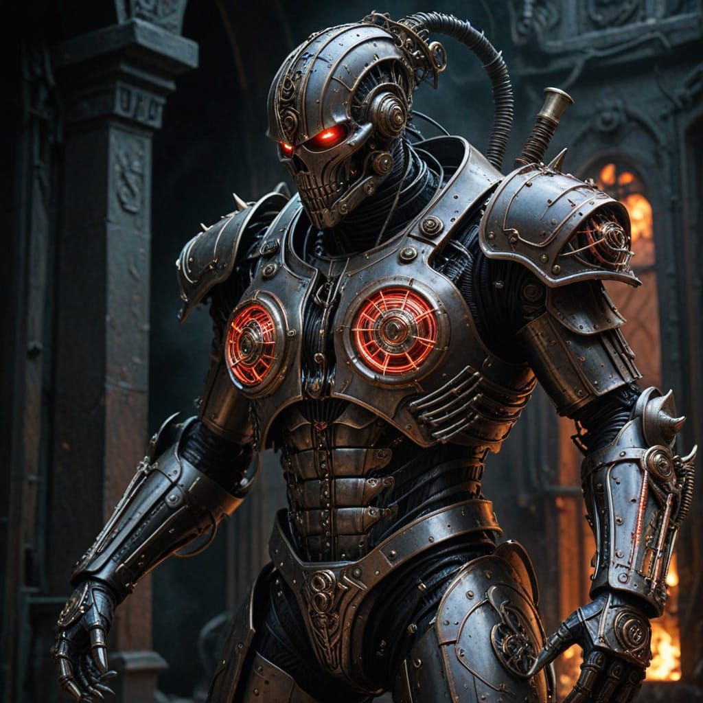 Cybergothic Death Knight Emerges from Dark Industrial Horror...