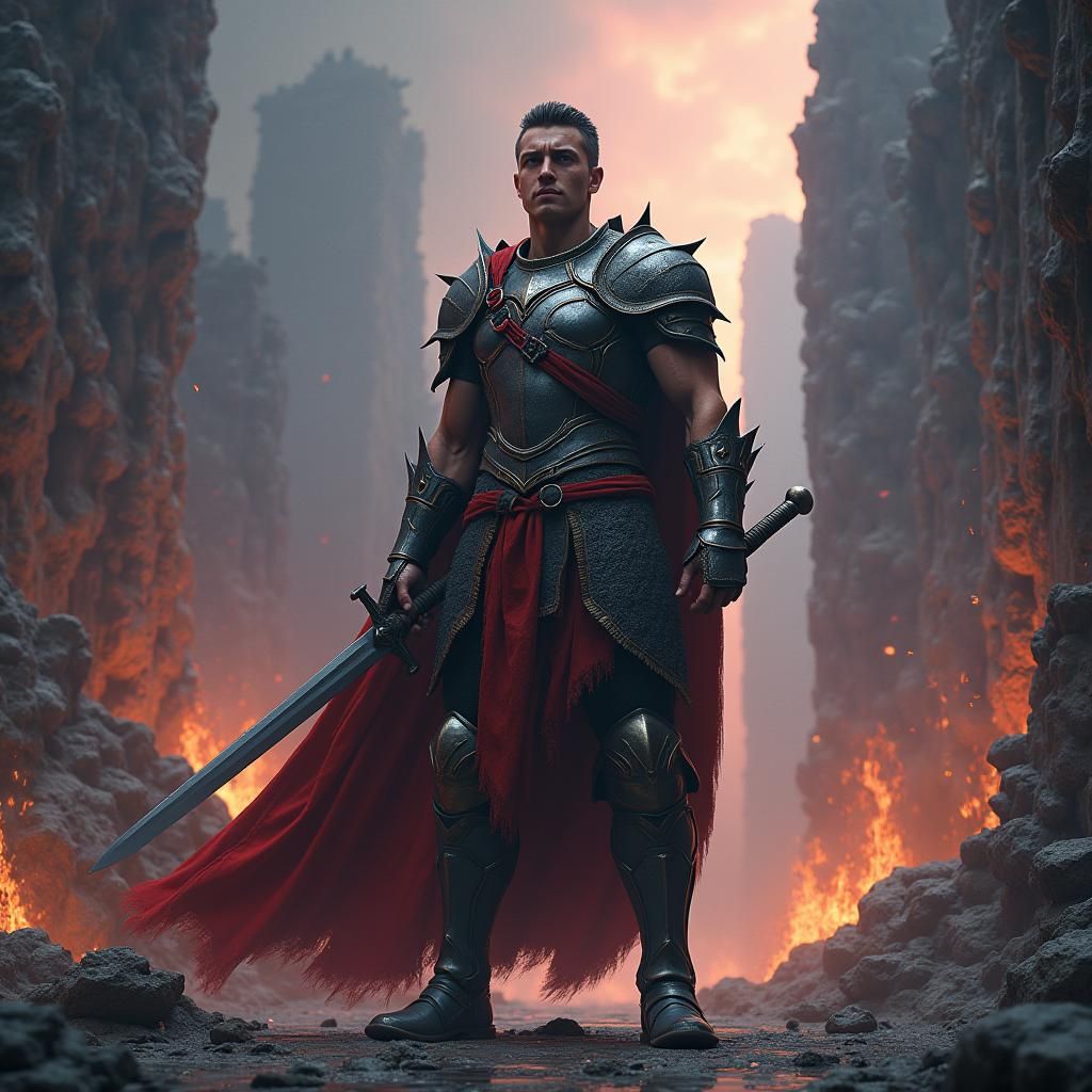 Mercenary Guarding Ancient Ruins in Fantasy Concept Art