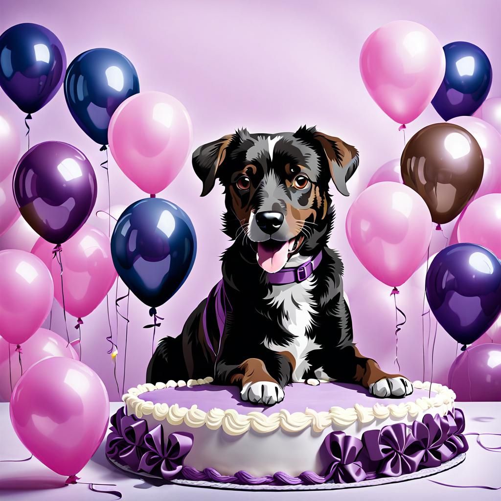 Purple Dog Birthday Party in Rackham Style