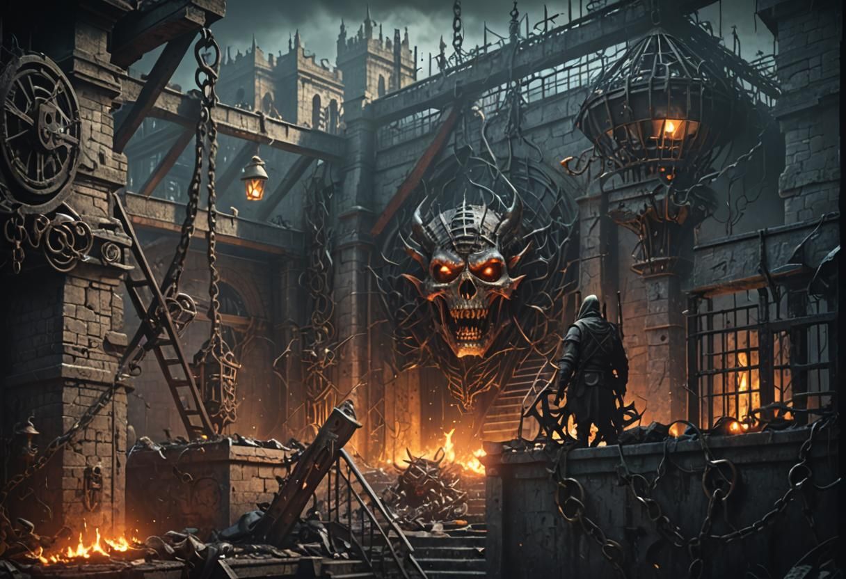 Terrifying Demon Prison: Detailed Matte Painting