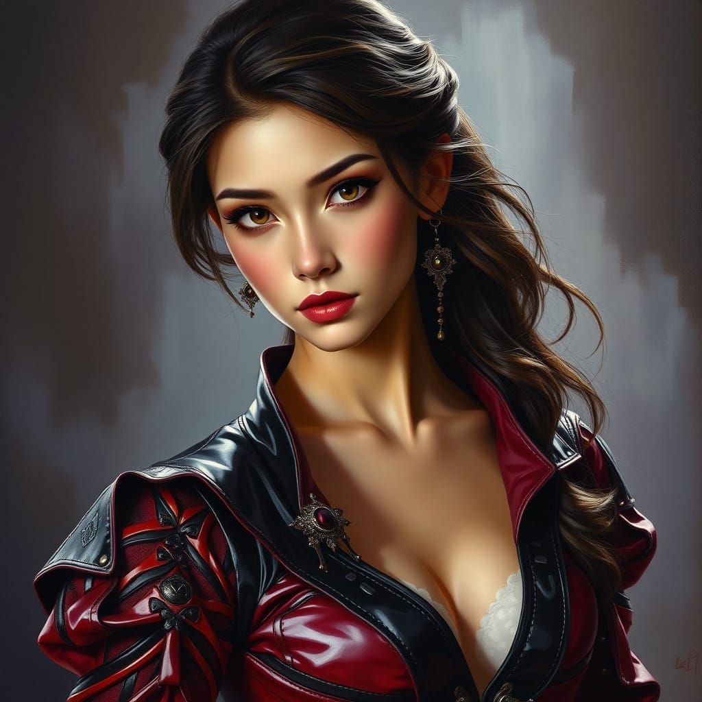 Arabic Princess Jasmine in Crimson Leather Attire