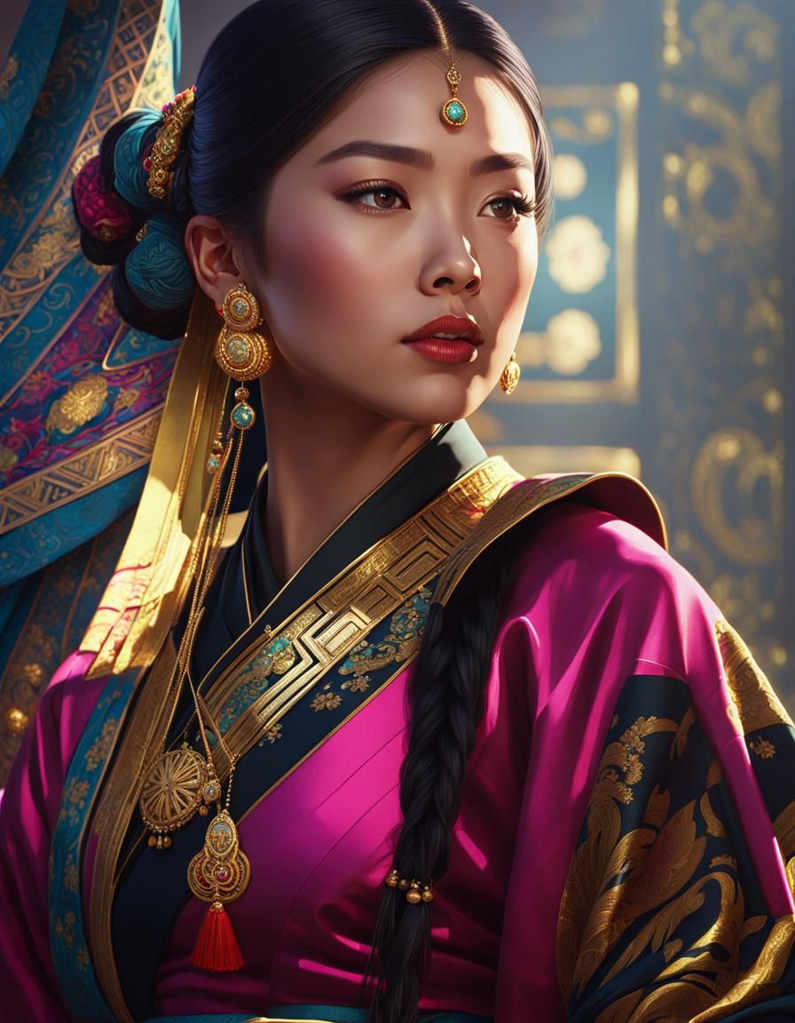 Jennie from Blackpink in Art Deco Oil Painting