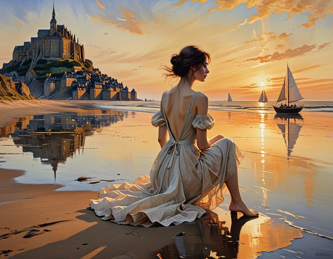 on the beach near San Mont Michel