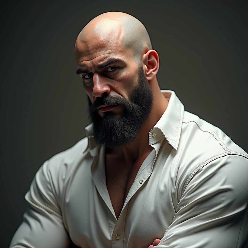 Detailed Portrait of Muscular Man in Art Nouveau Style