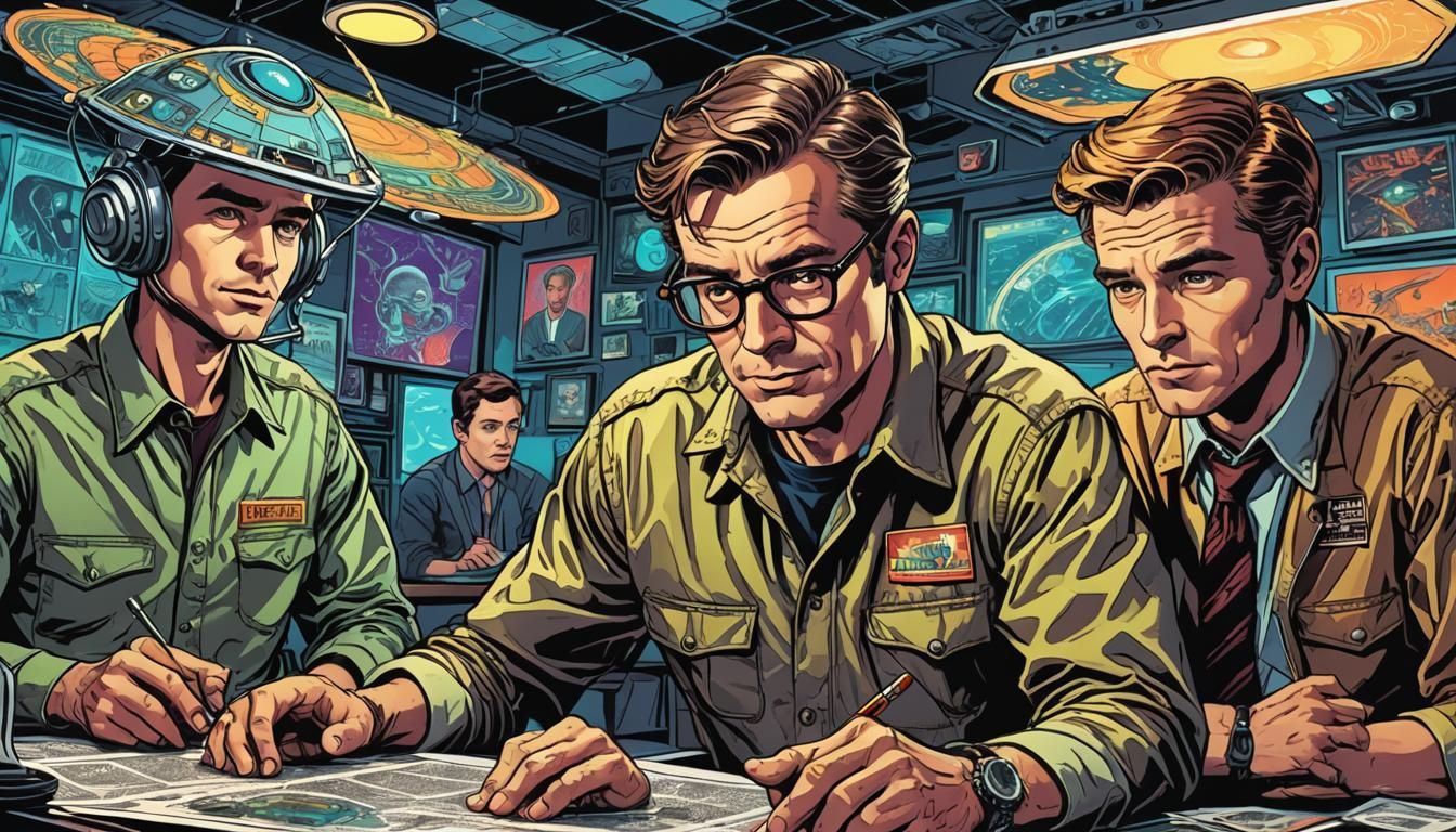 Pop Art UFOs in 1960s Comic Style