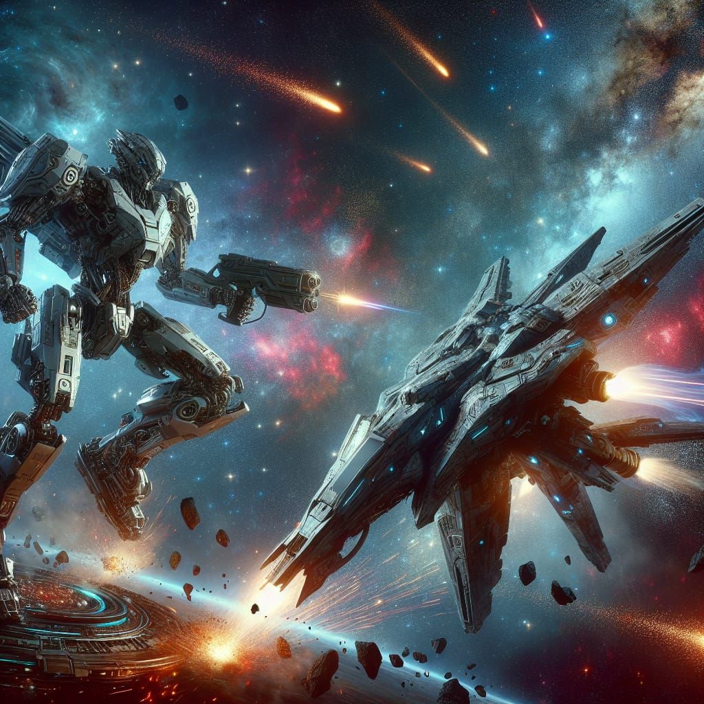 Space Battle: Mech vs Alien Fighter