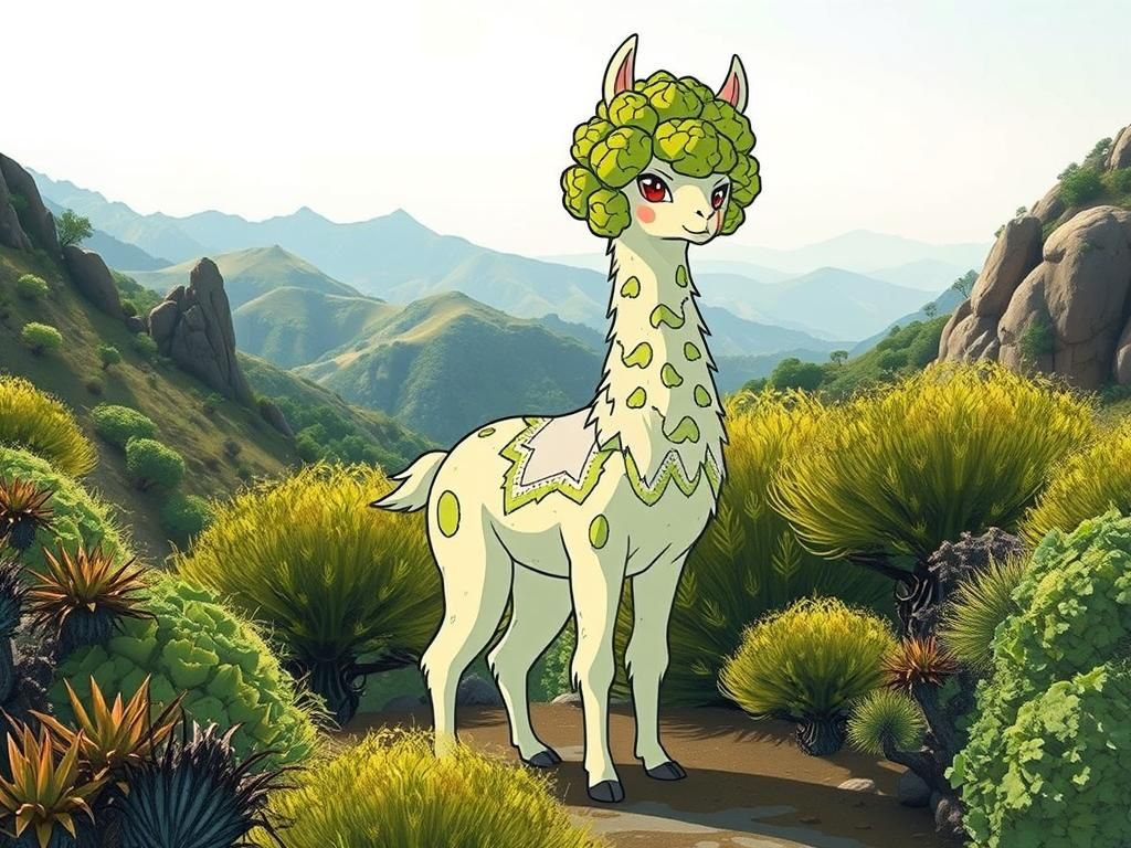 Llama Pokemon Mascot in Futuristic Style