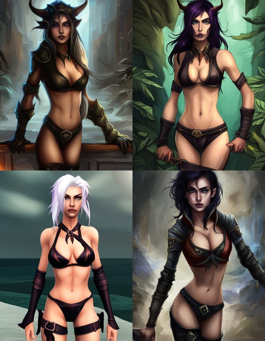 Night Elf Rogue in Goth Bikini