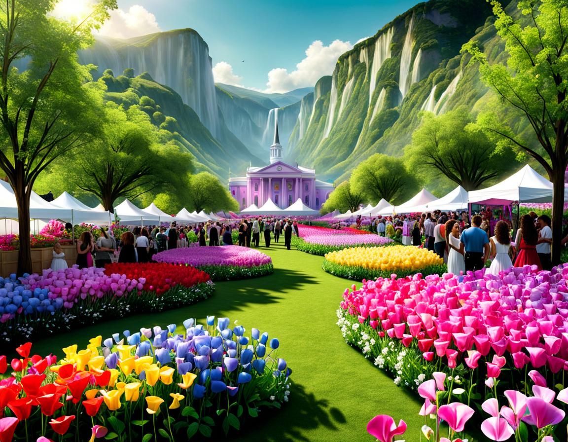 Detailed Matte Painting of Sweet Pea Festival