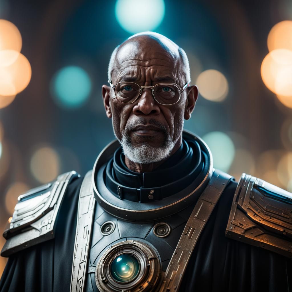 Science Fantasy Technology Priest in Retrofuturism Style