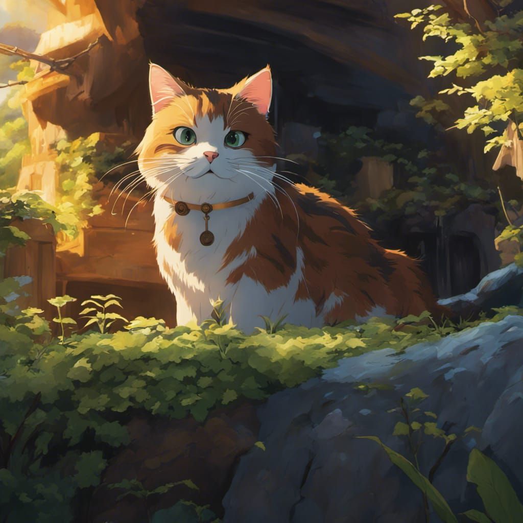 Anime Cat Portrait in Studio Ghibli Style