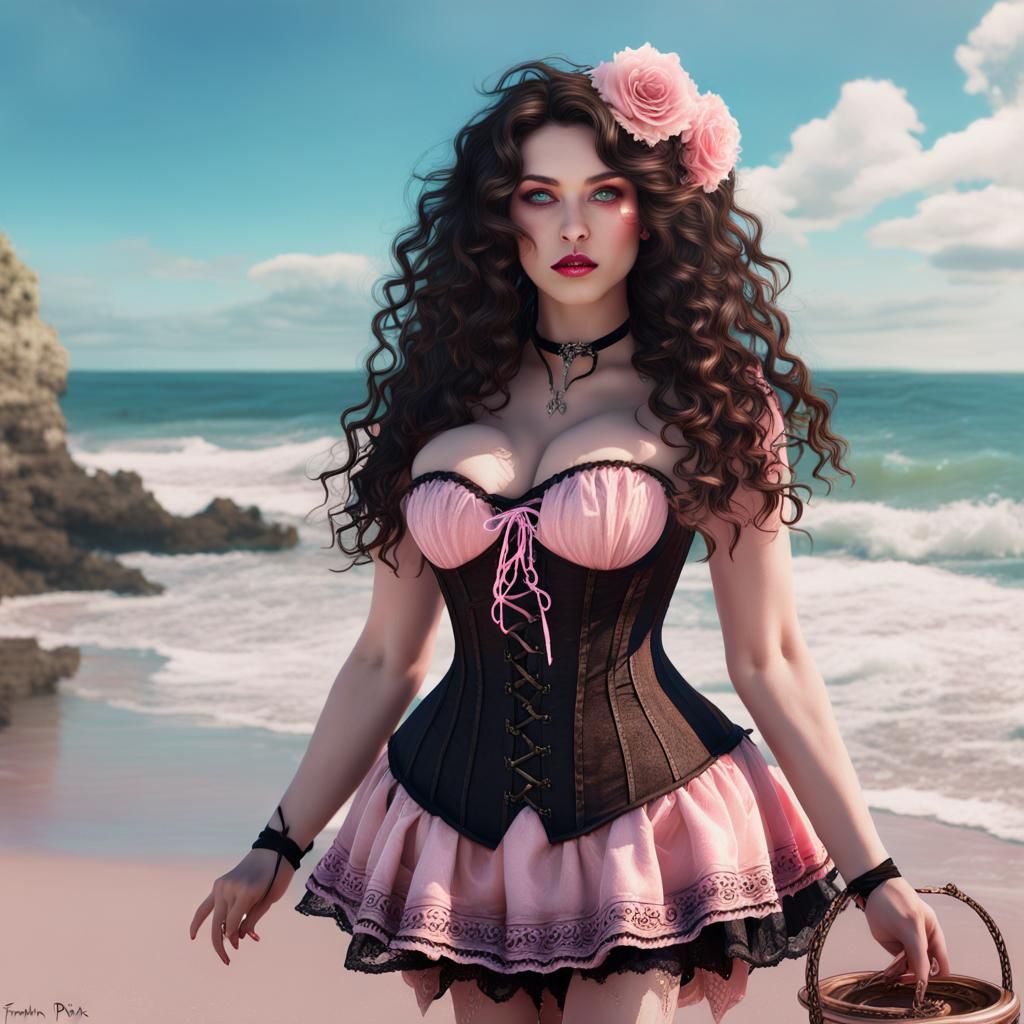 Summer Witch on Beach: Detailed Matte Painting