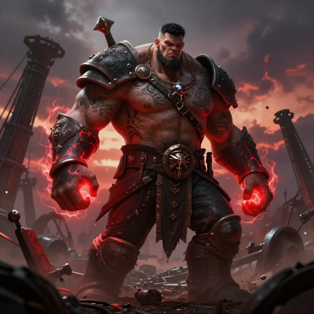 Crimson Energy Warlock Giant on Battlefield