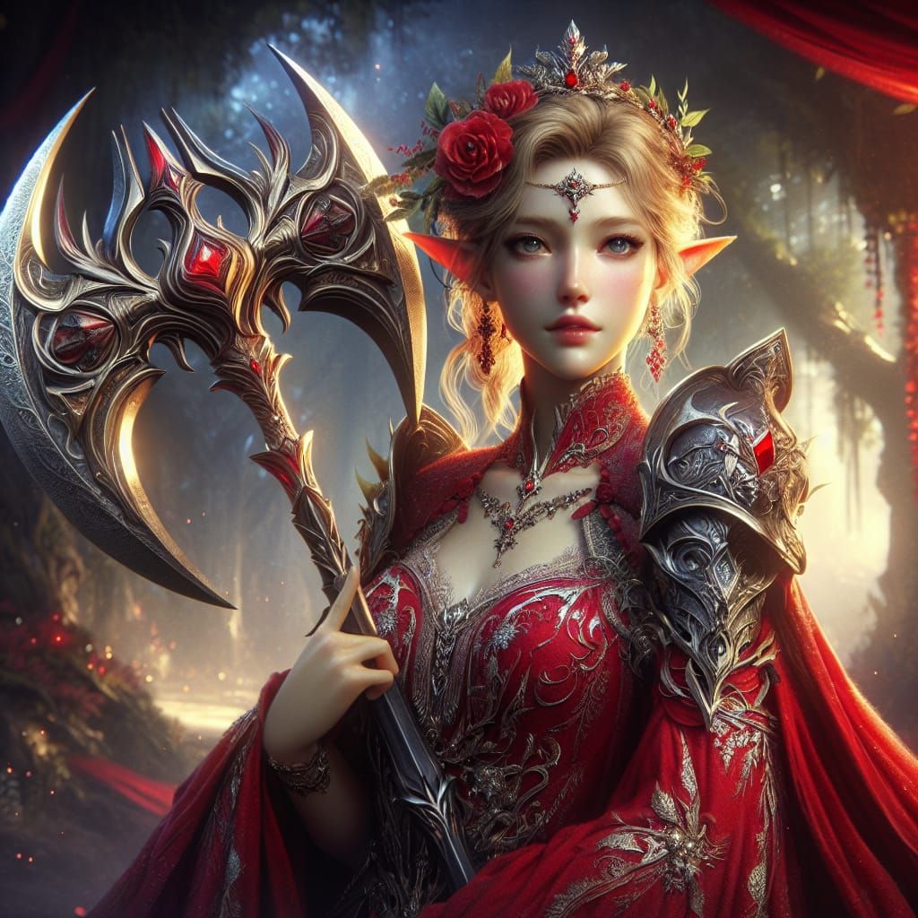 Elven Warrior Princess with Double Axe