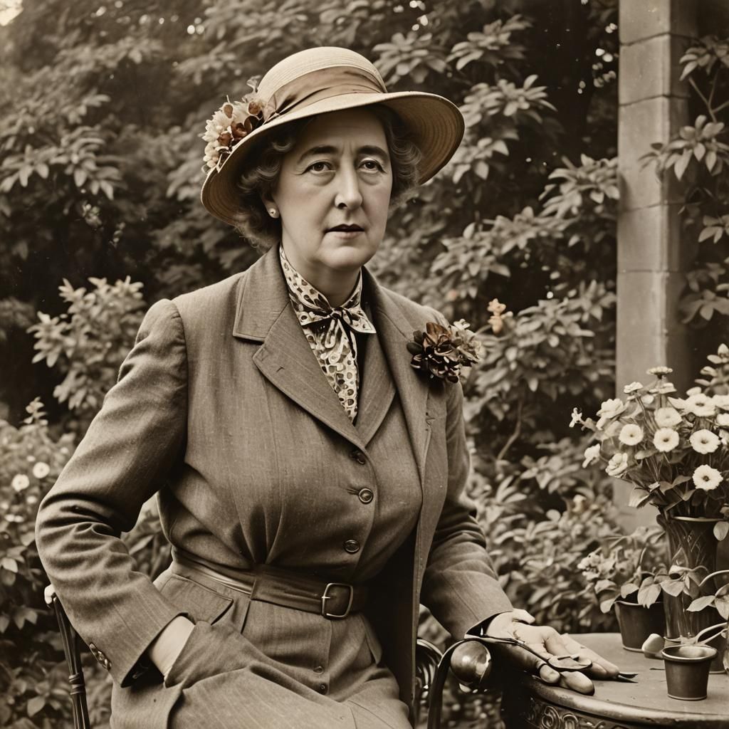 Agatha Christie: Hyperdetailed Warm-Toned 1900s Photograph