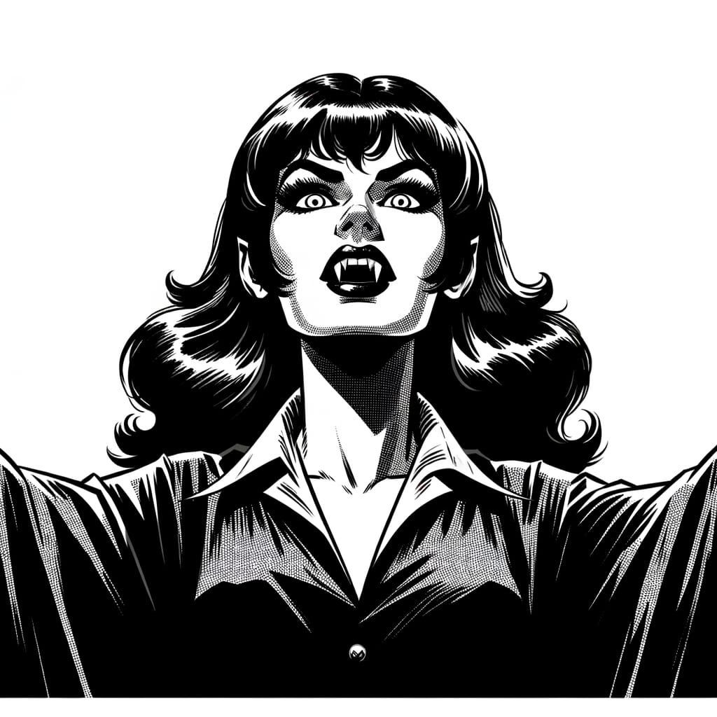 Vampire Woman in Retro Comic Style