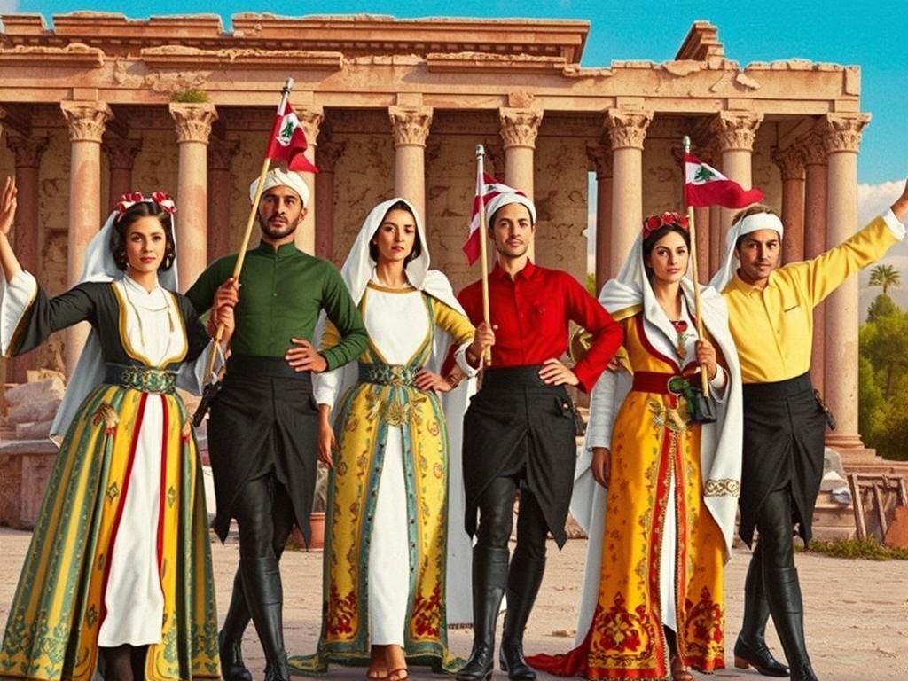 Lebanese Flags Fly Over War-Torn Cityscape