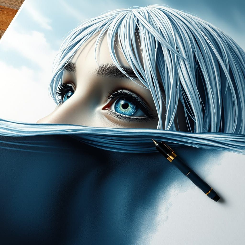 Hyper-Realistic Portrait of a Submerged Figure in Water