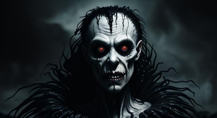 Tim Burton sinister perversion: 3 moonscape vile,uncountable deformity face ooze." 3D shading film noir, silver nitrate ...