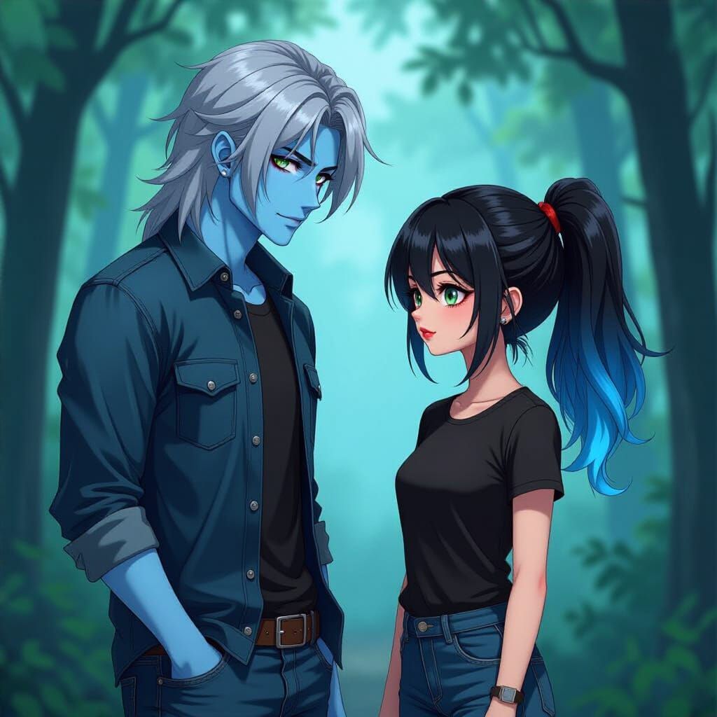 Vampire in Forest, Anime Style 3D Art