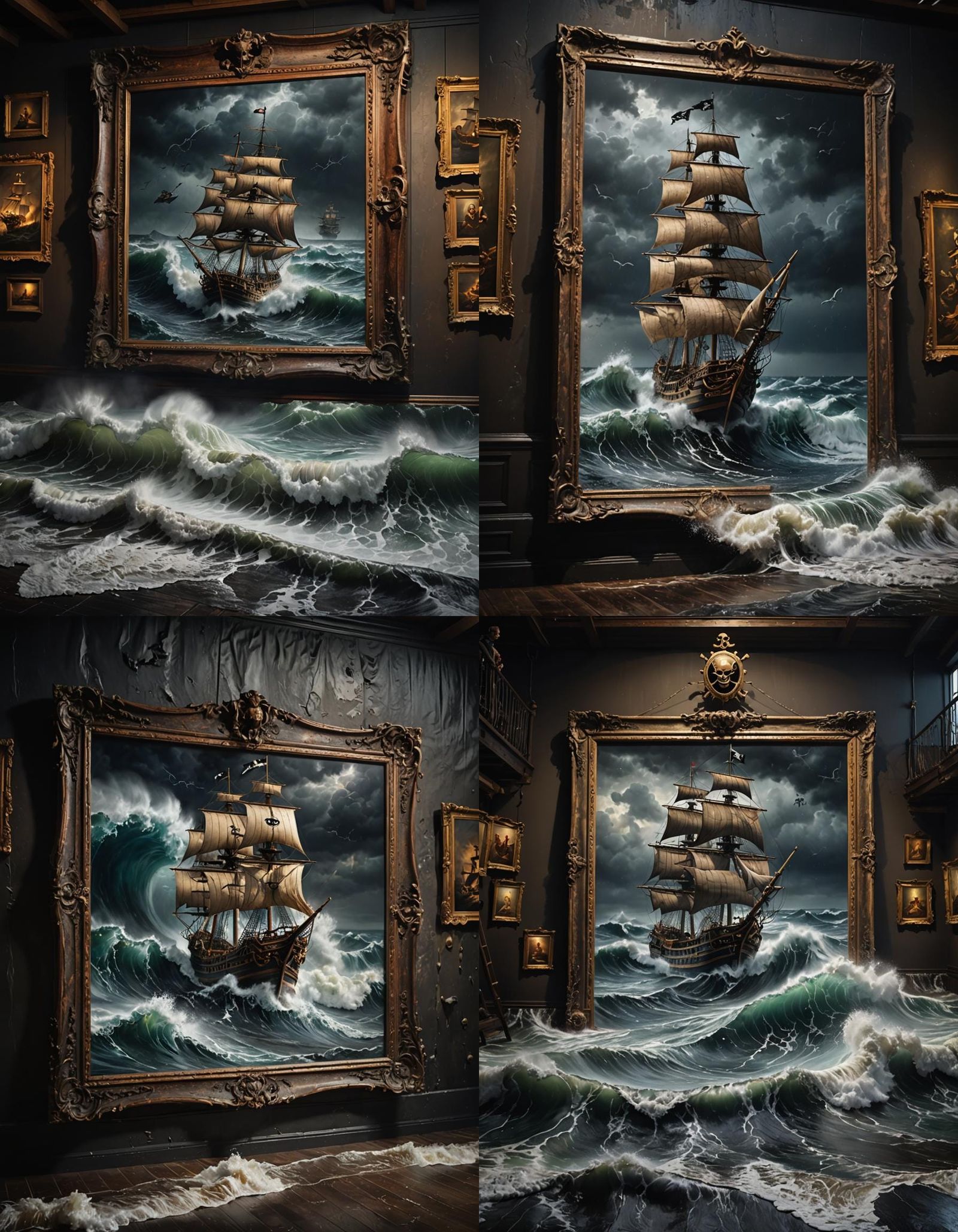 Pirate Ship Emerges from Painting in Museum