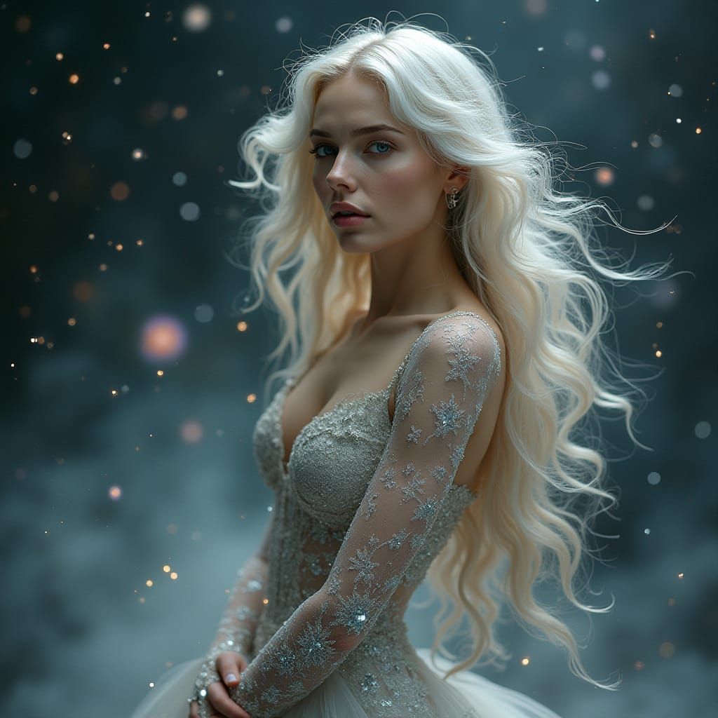 Woman with Mercury Hair in Art Nouveau Style