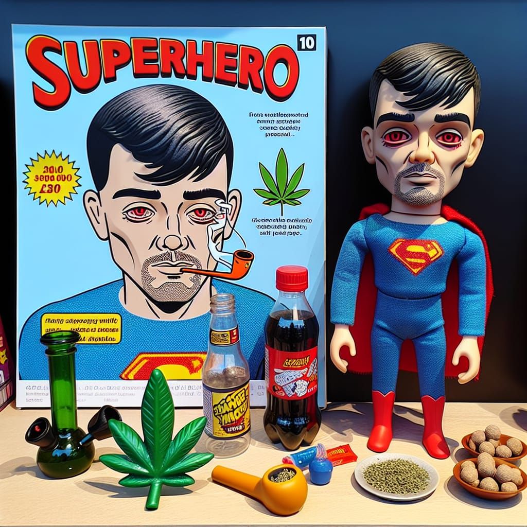 Cartoon Superhero Toy with Accessories on Display