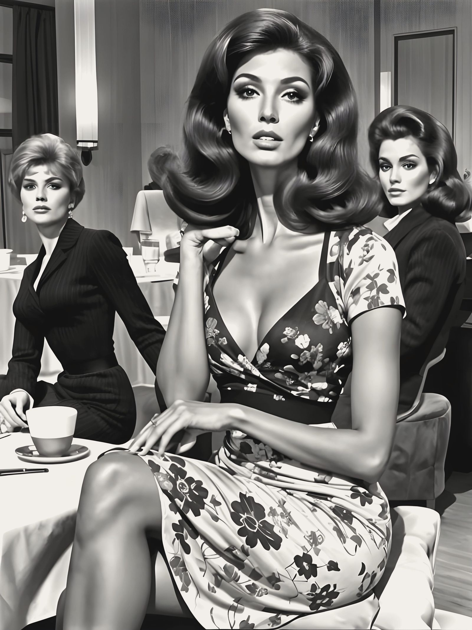 Italian Model in Cafe as Impasto Brutalist Painting