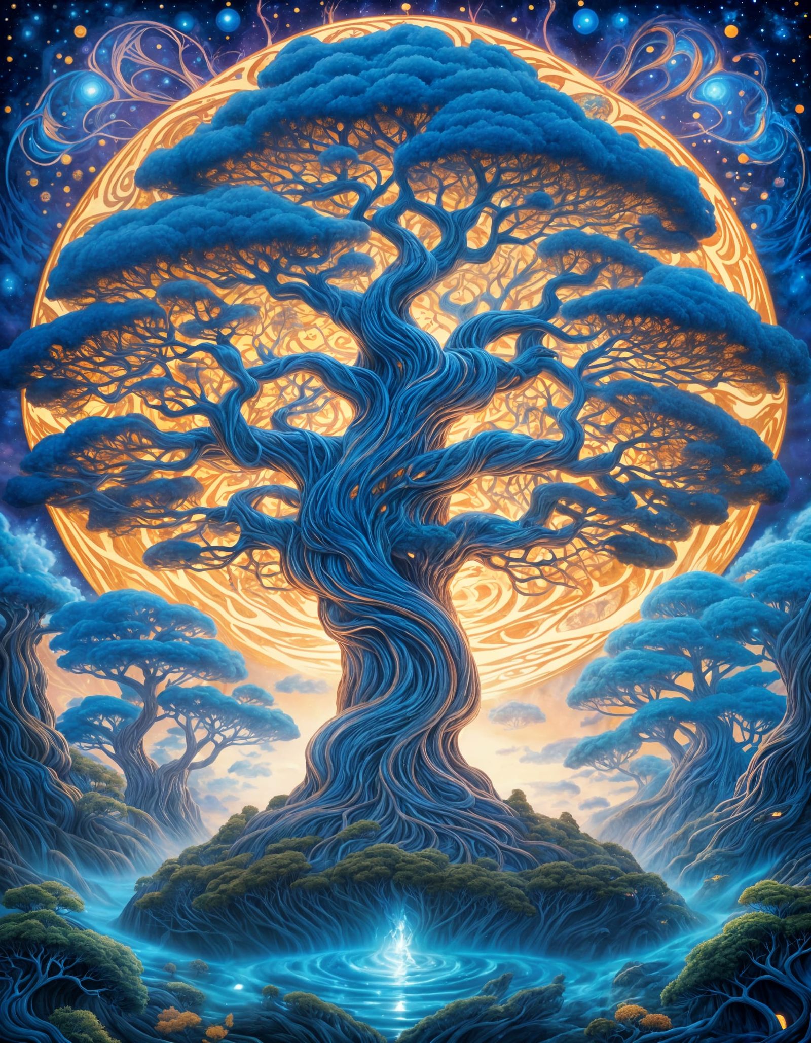 Ethereal Cosmic Tree Ascends into the Galaxies