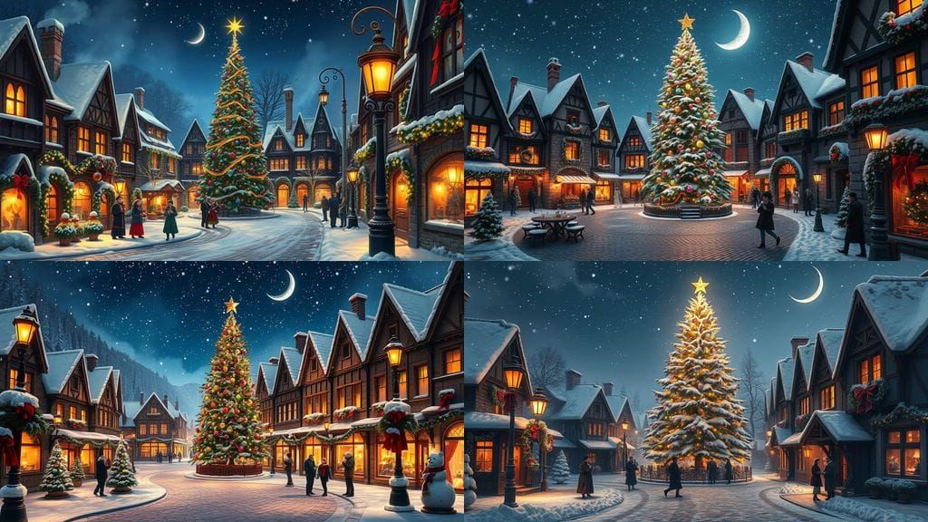 Whimsical Winter Wonderland Village Scene