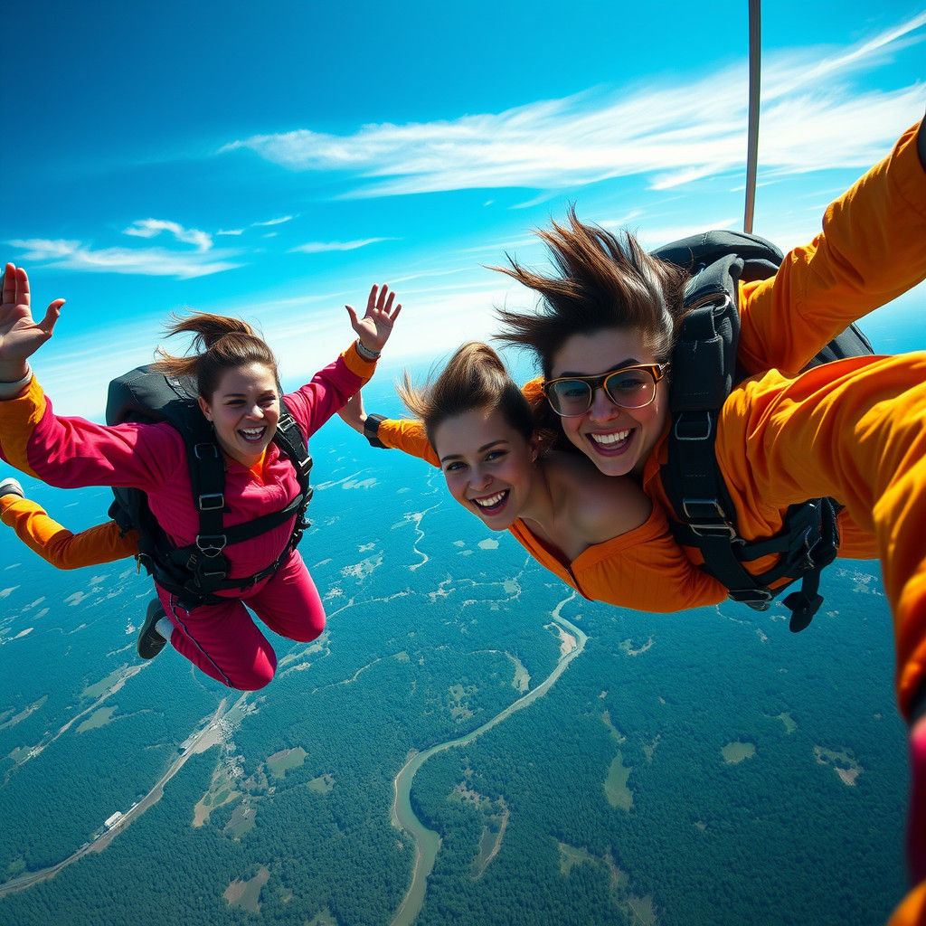 Exhilarating Skydiving Adventure in Hyperrealistic Detail