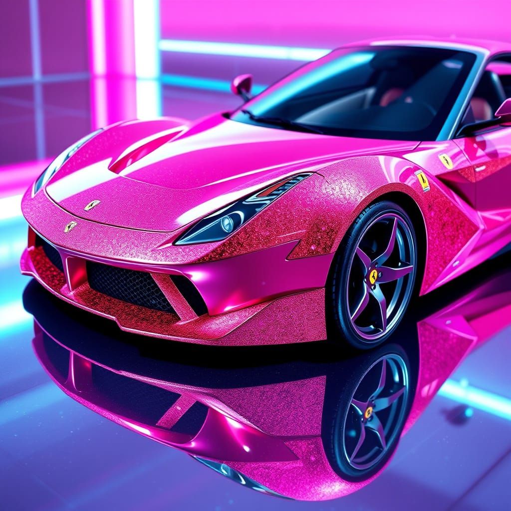 Ferrari in Mirror Glitter Pink and Pearl Finish