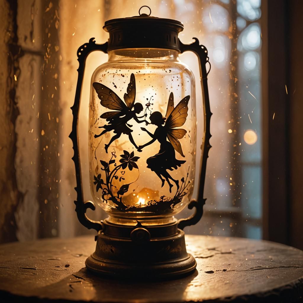 Fairy Silhouette in Lamp, Surreal Macro Photography